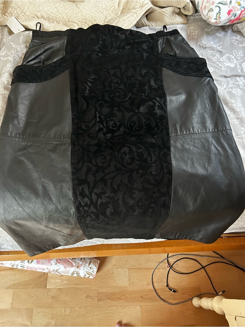 Vintage Winlit Genuine Leather Black Pencil Skirt